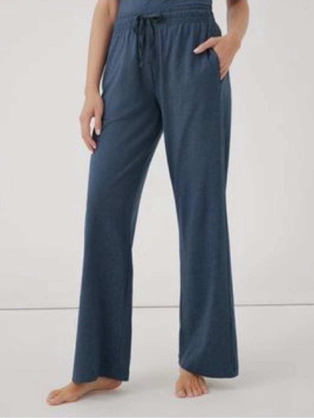 Pact Organic Cotton Cool Stretch Blue Wide-Leg Lounge Sleep Pants Small